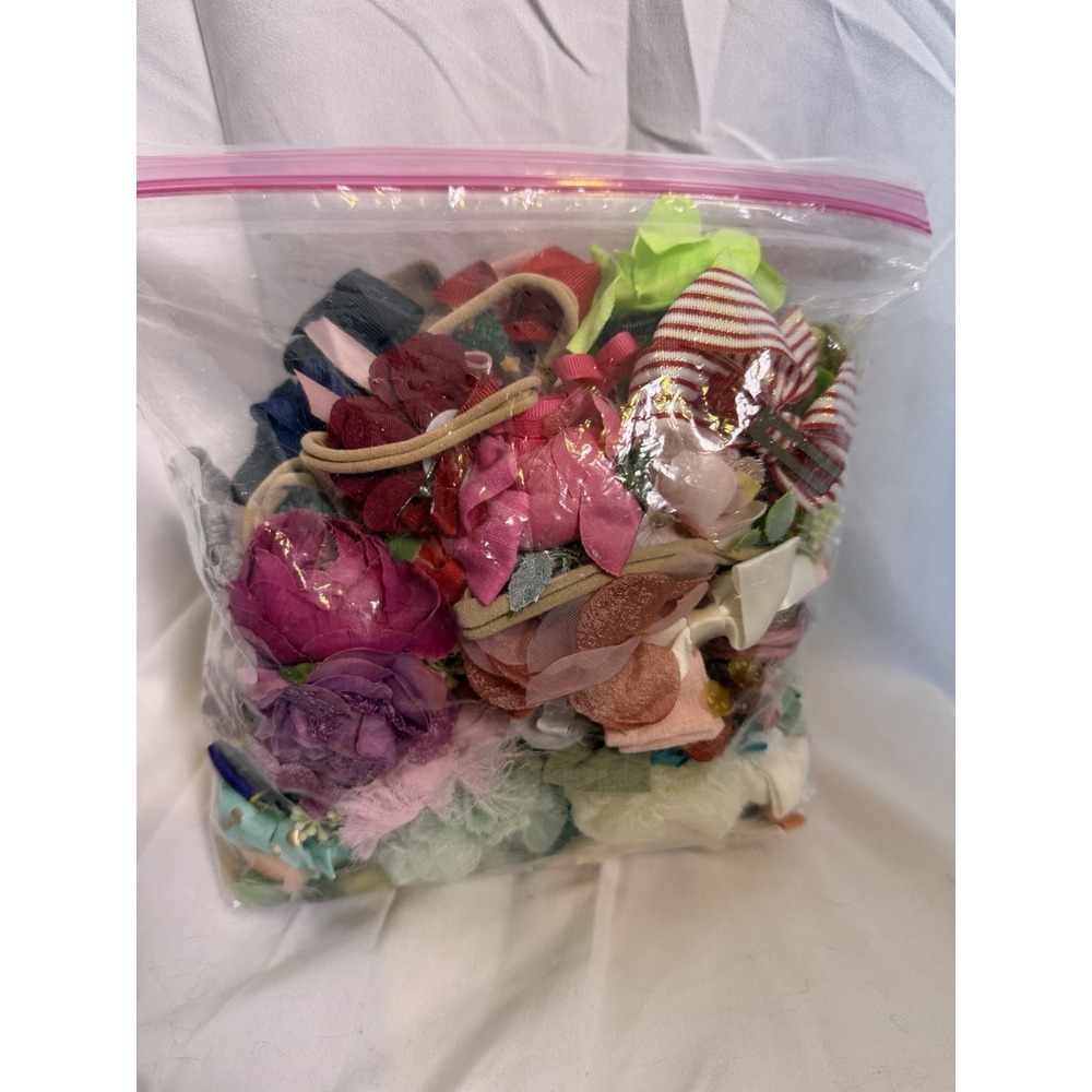 Baby Girls Mini Bows Floral Headbands Clips And Hair Accessories Gallon Bag Lot